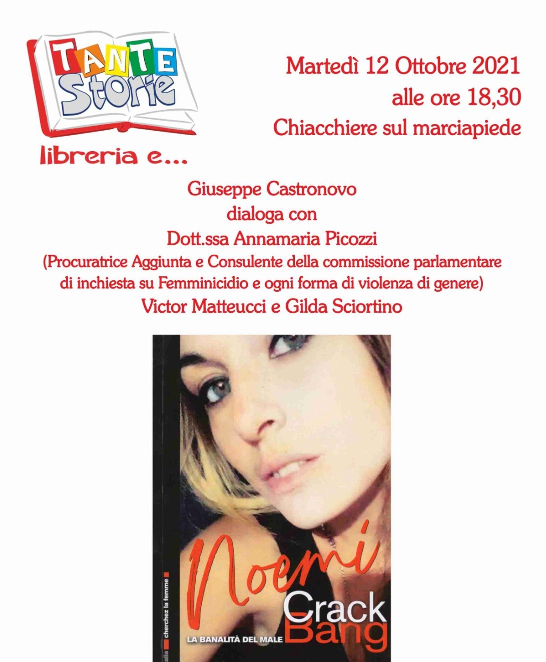 Palermo, "Chiacchere sul marciapiede": appuntamento dedicato al libro "Noemi Crack Bang"
