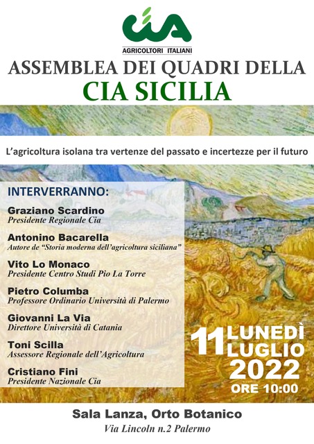 L'agricoltura isolana tra passato e futuro: lunedì 11 luglio assemblea Cia Sicilia