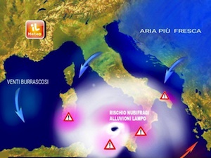 Ciclone porta pioggia al Sud, domani atteso in Sicilia