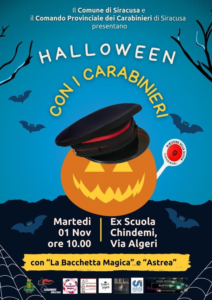 “Halloween con i Carabinieri” il 1° novembre nell'ex scuola Chindemi a Siracusa