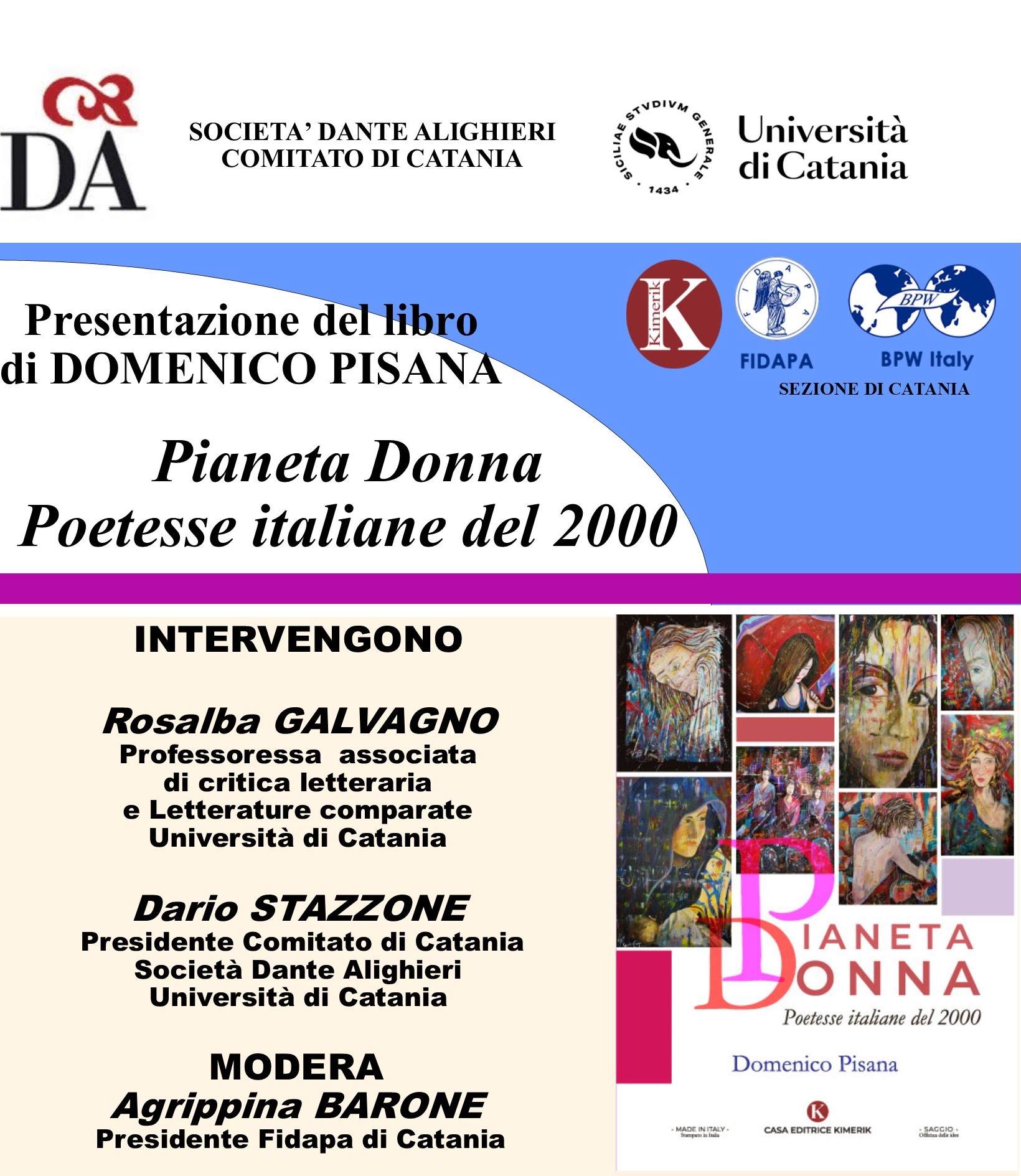 Catania, alla Facoltà di lettere si presenta il libro di Domenico Pisana “Pianeta donna. Poetesse italiane del 2000”  