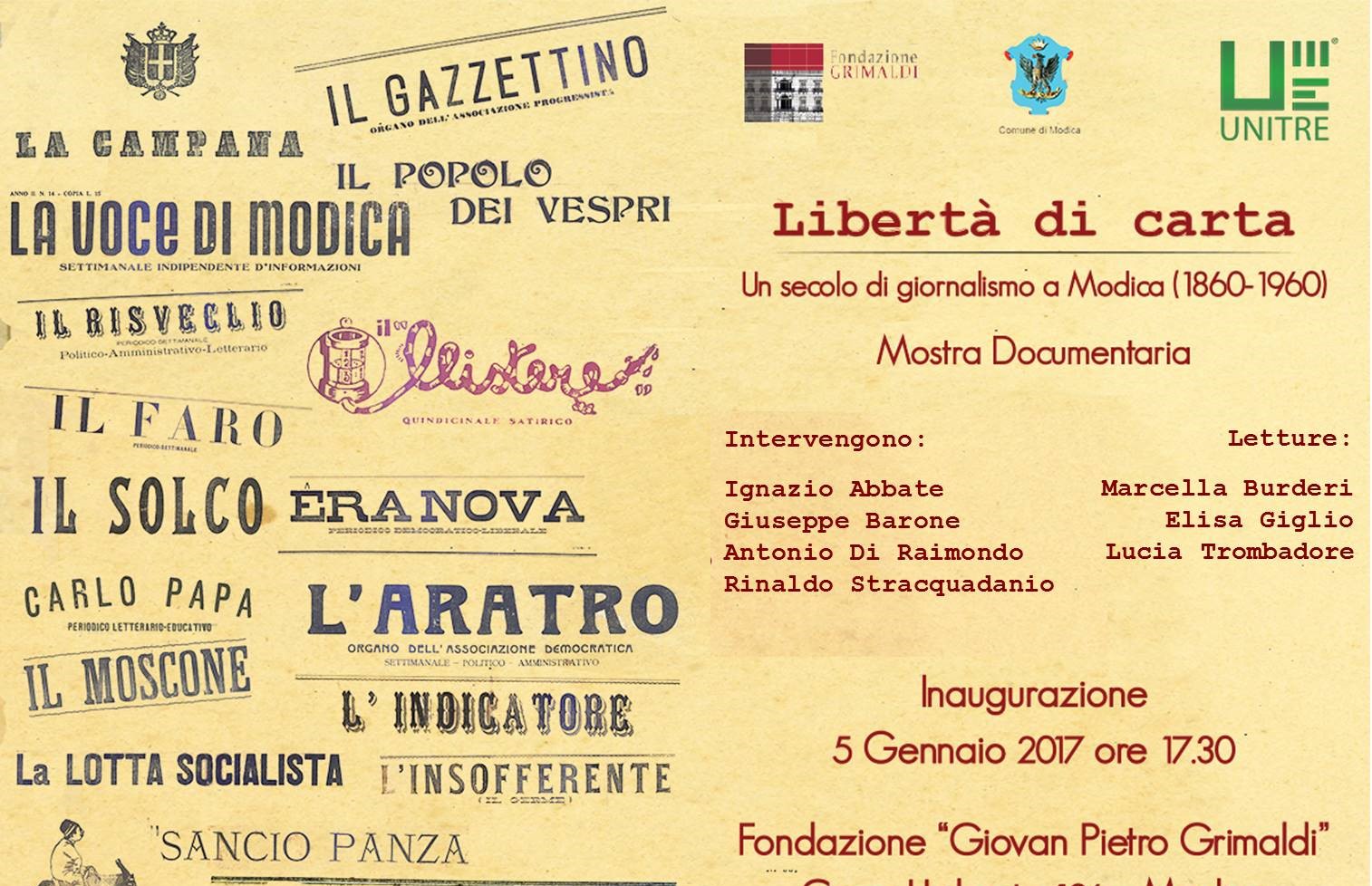 Un secolo di giornalismo a Modica, mostra alla Fondazione Grimaldi