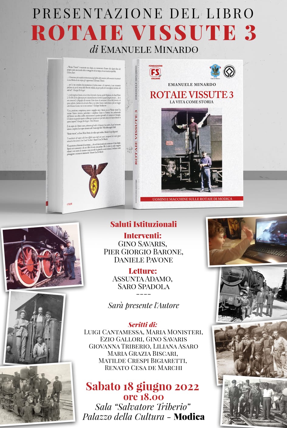 Modica, al Palazzo della Cultura si presenta il libro di Emanuele Minardo "Rotaie vissute 3"