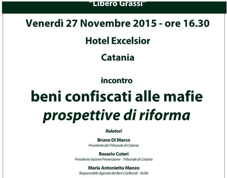 Catania, all'Hotel Excelsior si terrà il convegno su "Beni confiscati alle mafie"