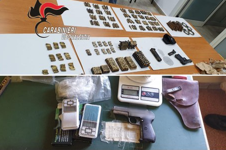 Armi, proiettili e droga scoperti a Limbadi: un arresto dei carabinieri di Tropea