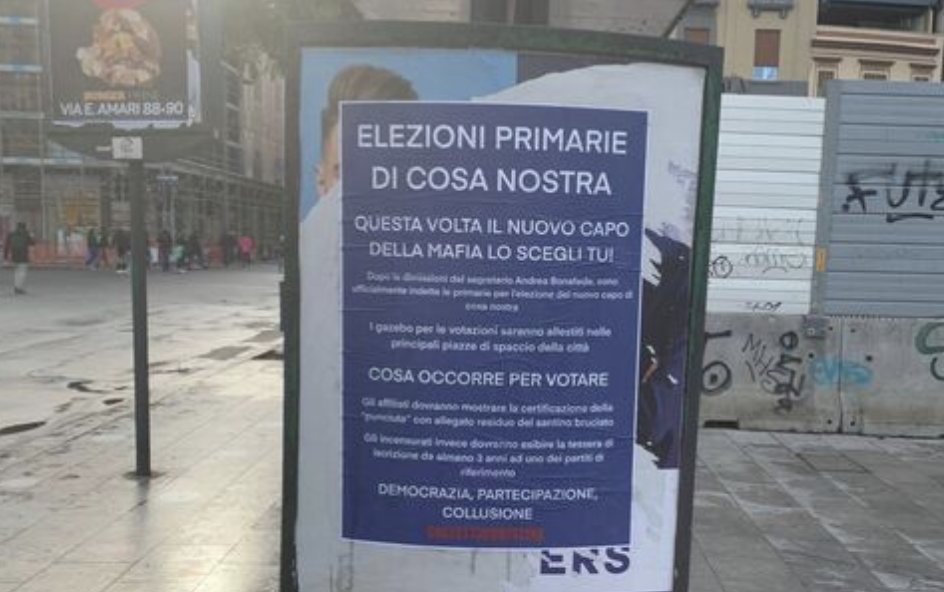Primarie per nuovo capo di Cosa Nostra, manifesti satirici a Palermo