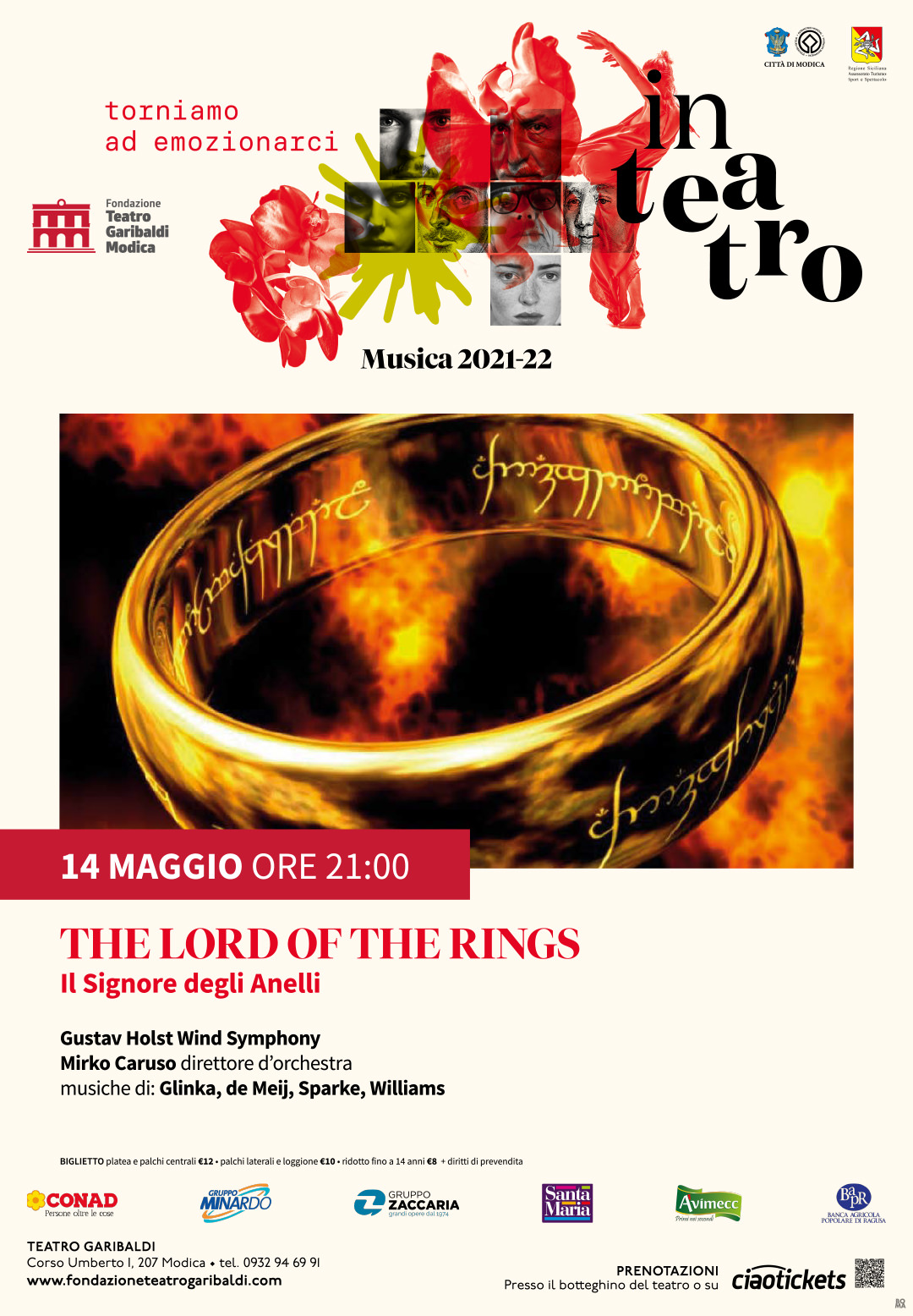 Modica, "Il signore degli anelli" spettacolo musicale sabato 14 al Teatro Garibaldi
