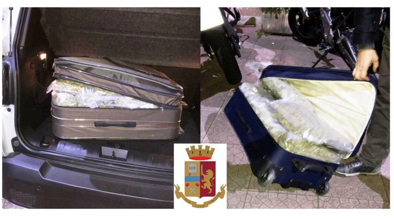 Venti chili di marijuana nel trolley: 2 arresti a Messina