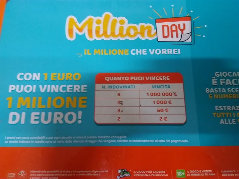 Vince un milione di euro con MillionDay a Barcellona Pozzo di Gotto